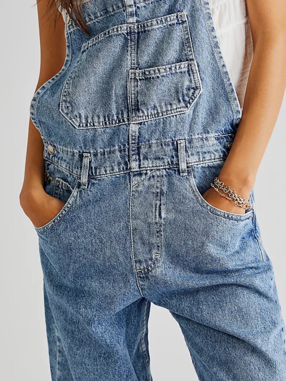 We The Free Ziggy Denim Overalls Light Blue L